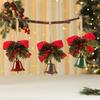 Christmas Tree Ornament Bow Pine Branches Decorative Bells Home Ambiance Doorway Wind Chime Decoration Christmas Theme Party Decor Gift