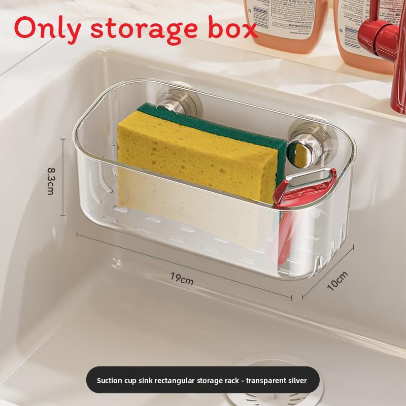 Modern Minimalist Kitchen Sink Sucker Shelf With Multipurpose Storage For Wall Use