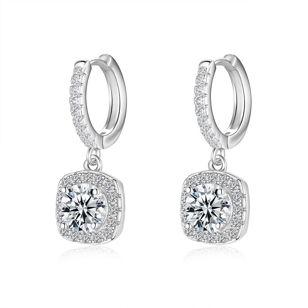 Moissanite Earrings S925 Silver Deluxe Square Bag Moissanite Silver Stud Earrings, Accessories Jewelry