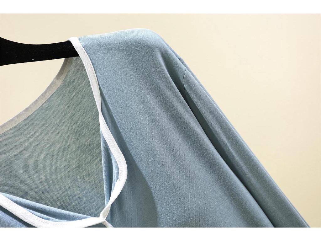 Modal Long-Sleeve Chest Pad Pajama Set for Women - Autumn/Winter Casual Two-Piece with Edging