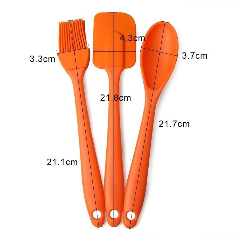 3Pcs Creativity Silicone Spatula Scraper Brush Spoon Kitchen Baking Tools Set  Gadget Accessories