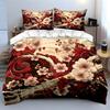 Cherry Blossom Wave Design Bedding Duvet Cover Set  (1*Duvet Cover 2*Pillowcases, Without Duvet Insert)
