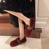 French Fluffy Shoes for Women's Outer Wear 2025 Autumn and Winter New One-pedal Plush Mary Jane Doudou Single Shoes Cotton Shoes