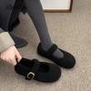 Fashion Autumn Winter Fur Footwear Women's Mary Jane Shoes Concise Warm Outdoor Low Hee Loafers Ladies Comfortable Cotton Flats Shoes