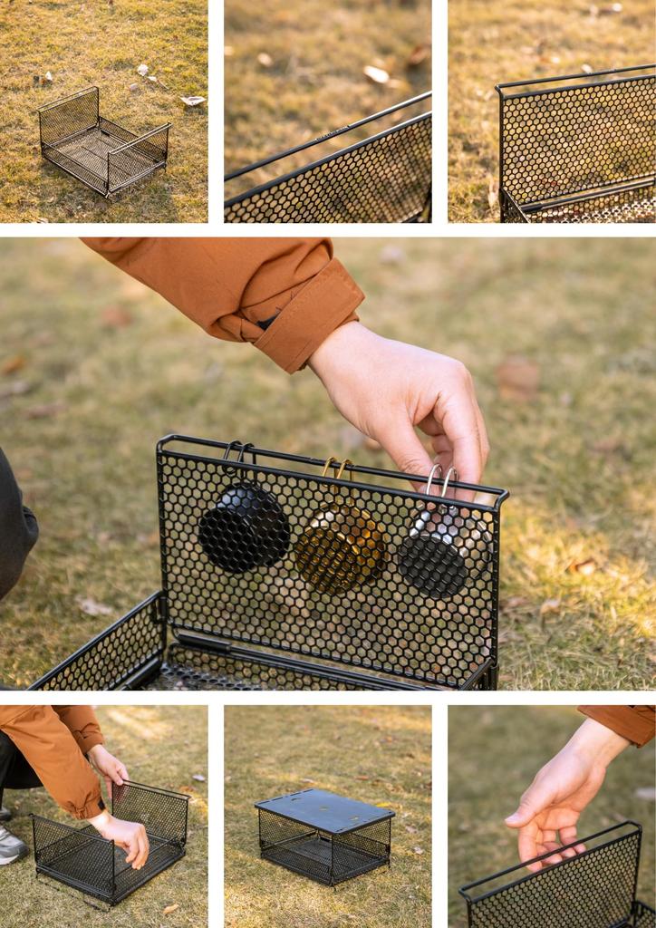 CAMPING MOON Bridge Table for IGT, Mesh Box, IGT Tray, Storage Box, Tortoise Shell Design, Half Door, CK-23BF