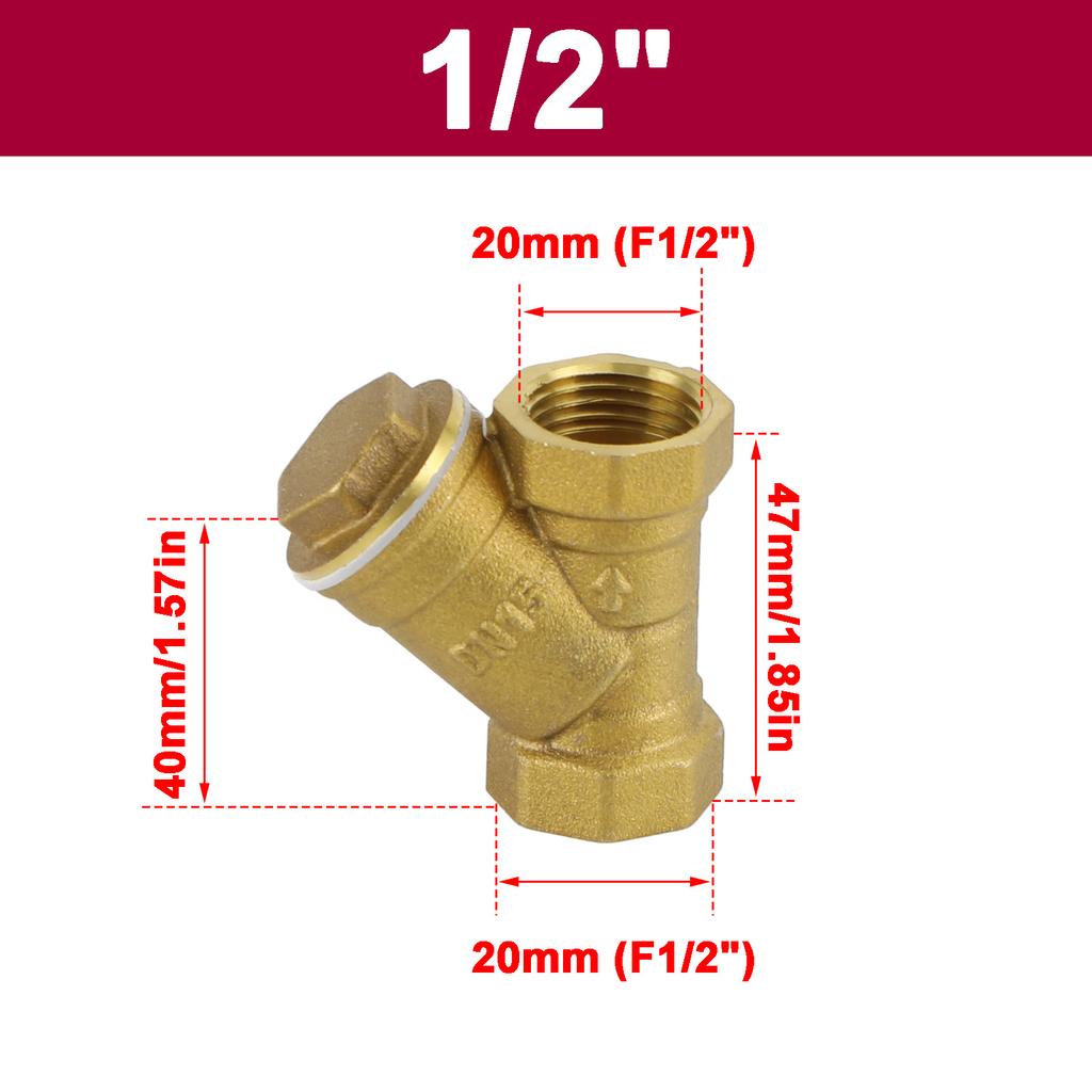 1/2" Female NPT Brass Y Strainer For Fire Alarm Lines and Plumbing