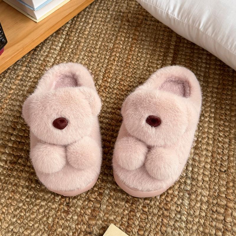 Cotton slippers new winter students warm thick bottom home wear bear couple cotton slippers
