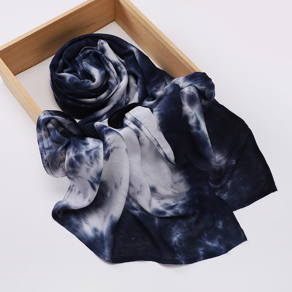 Hot Selling Tie Dye Printed Hijab Modal Cotton Viscose Scarf Rayon Shawl Lightweight Muslim Ramadan Headscarf Scarves