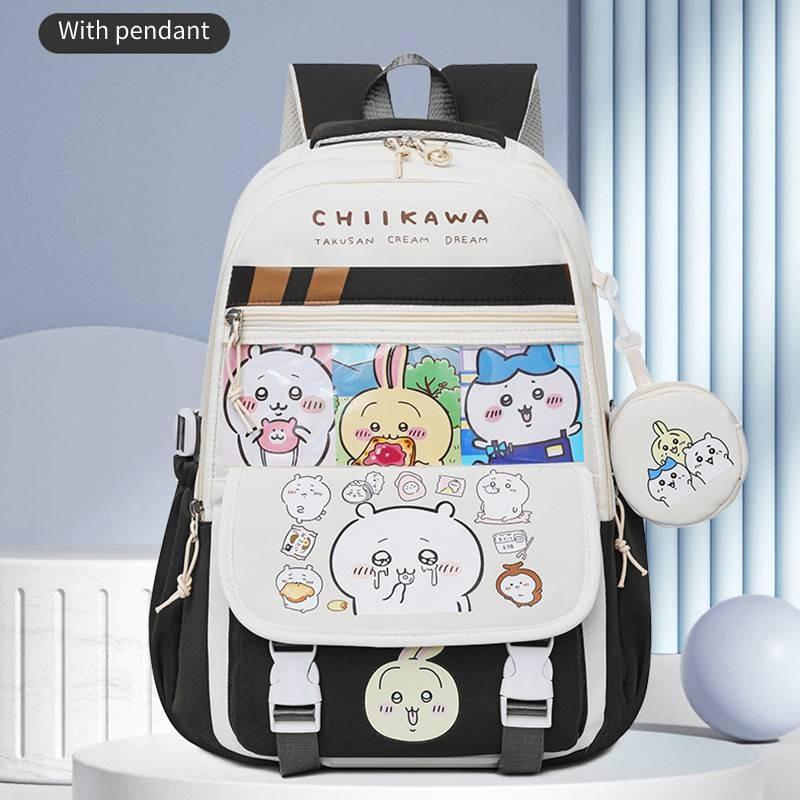 Large Capacity Chiikawa Nylon Backpack With Pendant Unisex Student Leisure Gifts