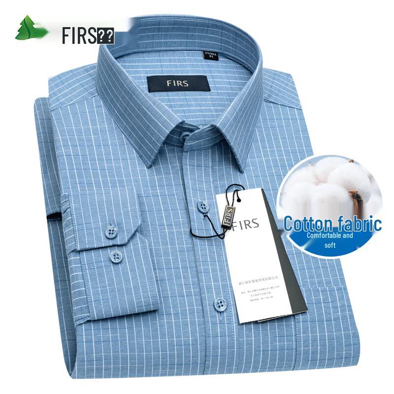 FIRS Men's Plaid Long-Sleeve Business Casual Shirt