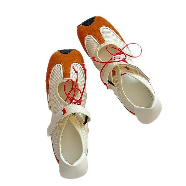 French shallow mouth Mary Jane shoes women's 2025 summer new leather hollow sports casual fashion ballet shoes