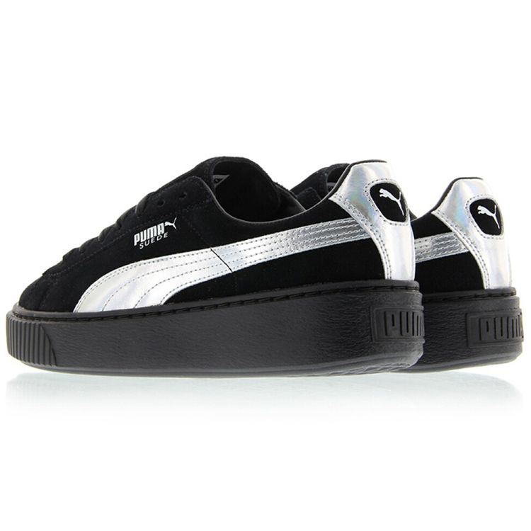 Puma Suede Series Laser Low-Top Sneakers Women Sneakers Black Silver 363649-01