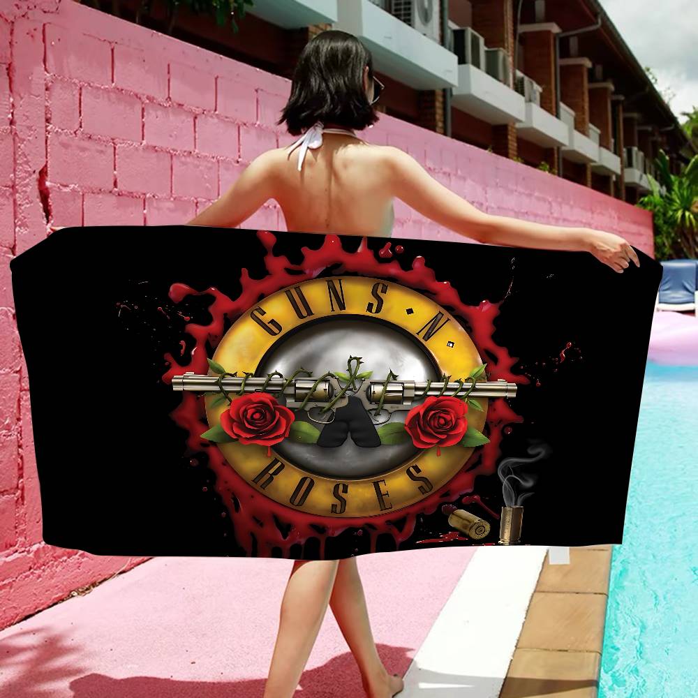 Cool Band G-Guns N-N R-Roses Rock Beach Towel Colorful Bath Towels for Girl Microfiber Custom Sand Free Beach Yoga Spa Gym Pool