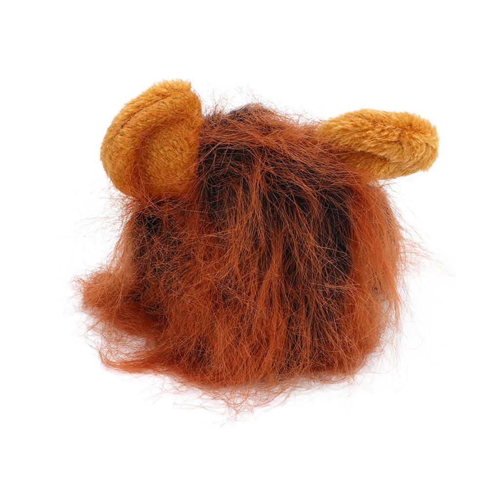 Cat Lion Headgear Decoration Cloth Cute Breathable Pet Lion Wig Lion Mane Costume for Pet Dark Brown