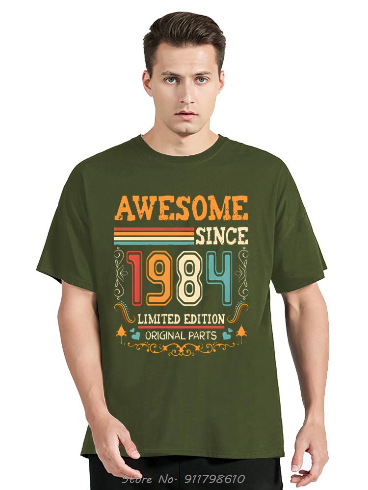 Vintage 1984 Birthday Cotton T Shirt for Oversized Short Sleeve Clothing Retro T-shirt Born In 1984 Clothes for Men Tops Tee