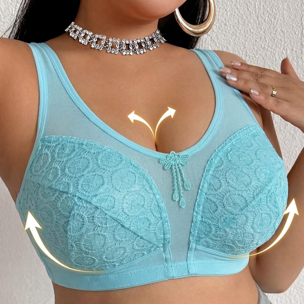 Trägerloses Tank-Top-BH, Ohne Polsterung, Dünn, Große Körbchen, Spitze, Rein Ästhetisch, Übergröße Damen Unterwäsche