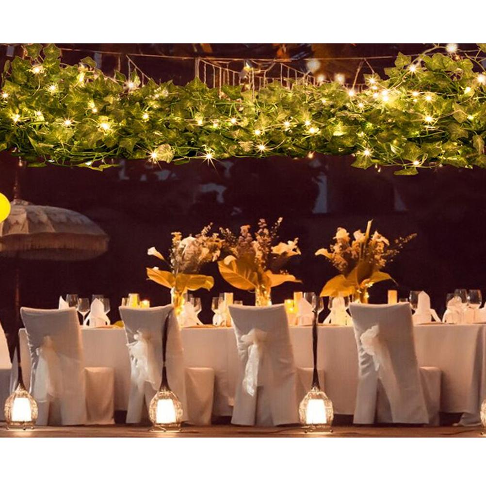 Artificial Plants LED String Light Green Leaf Vine Battery Operated Fairy String Lights for Home Wedding Decor