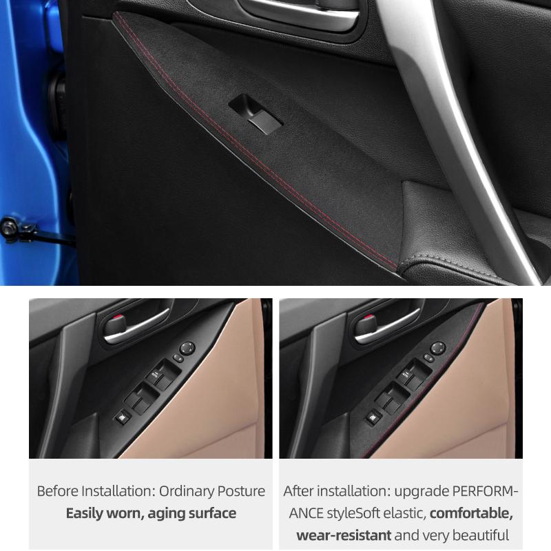Betterhumz For Mazda 3 Axela 2010-2013 Made of Alcantara Auto Door Window Switch Trim Stickers Tuning Car Interior Accessories