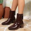 Elastic Shoes, High-heeled Ankle Boots, New Single Boots, Chunky Heels, Plus-size Slim Boots, Women's Shoes