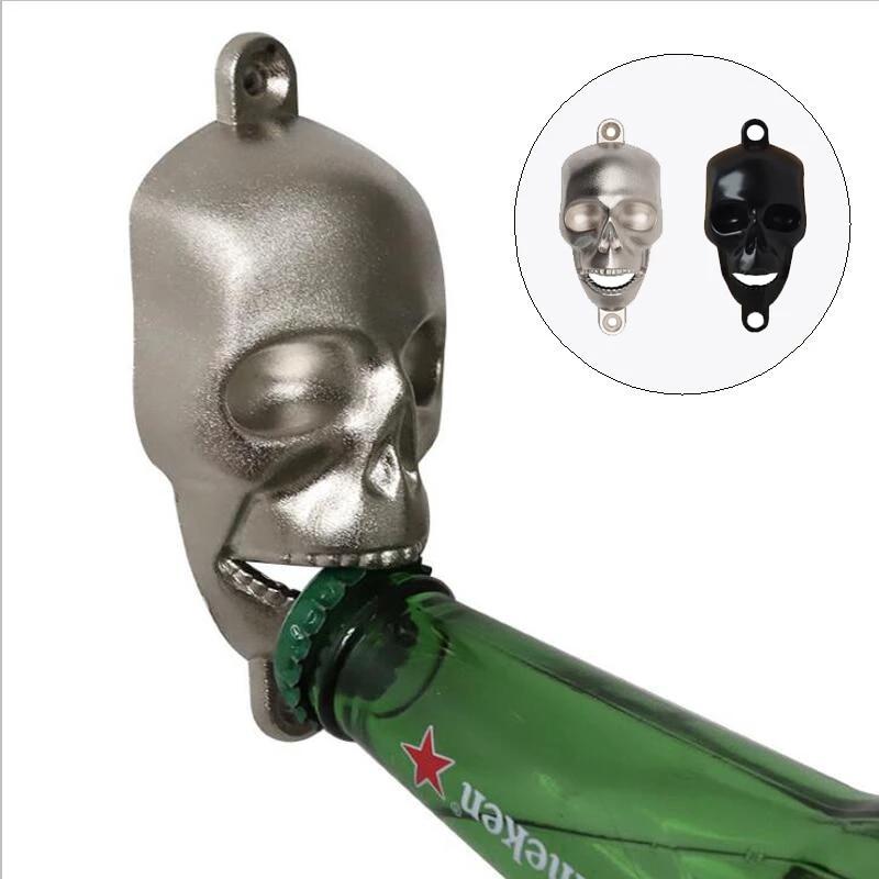 1Pcs Wall Bottle Opener Metal Skull Shaped Beer Opener Wall Mounted Bottle Opener Kitchen Tools Fashion Home Bar Wall Decorative