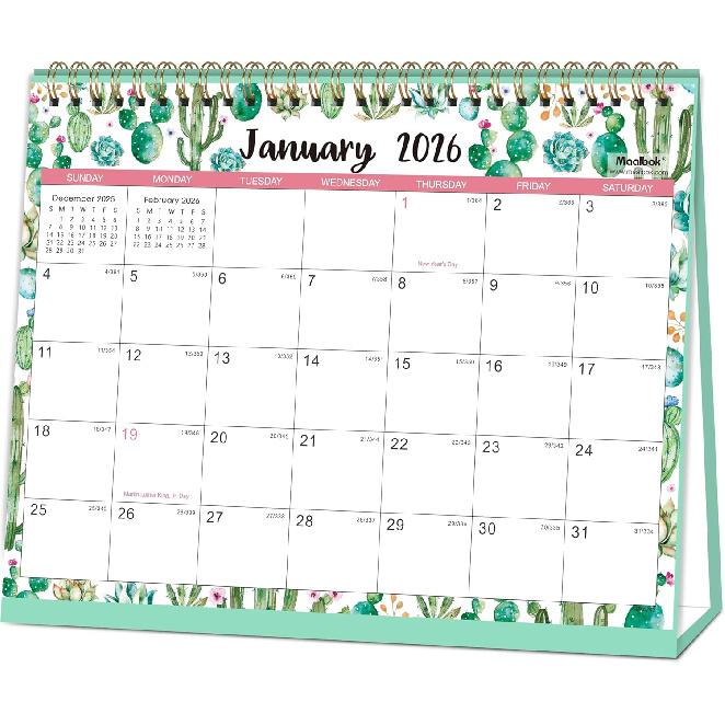 2026 Desk Calendar - Desk Calendar 2026 Standing Flip, January 2026 - December 2026, 10  x 8.3 , Desktop Calendar 2026 with Memo Pages, Holidays & 2025-2026 Desktop calenda