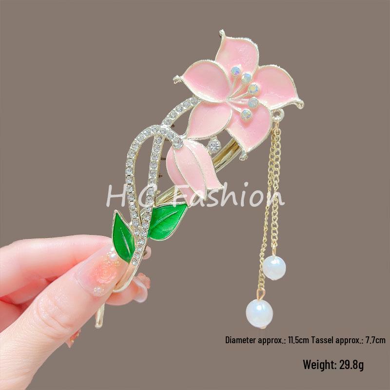 Retro Embroidered Butterfly Tassel Hair Clip for Women