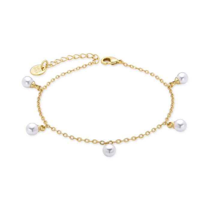 Bracelet - LUXENTER - Tawser - Perles blanches - Finition plaqué or jaune 18K - 16 cm + 3 cm