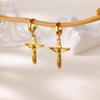 Vintage Jesus Cross Stainless Steel Hoop Earrings For Women Prayer Virgin Mary Pendant Earrings Christmas Jewelry