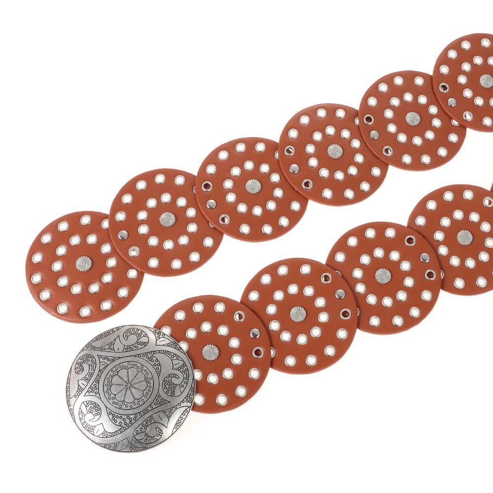 Western Style Disc Belt Y2K Wide Disc Belt Y2K Hollow Disc Belt Hollow Belt  for Women