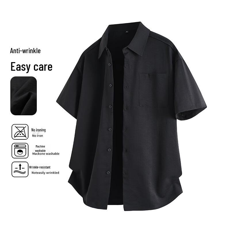 VUUG Men s Loose Fit Short Sleeve Draping Shirt 3XL