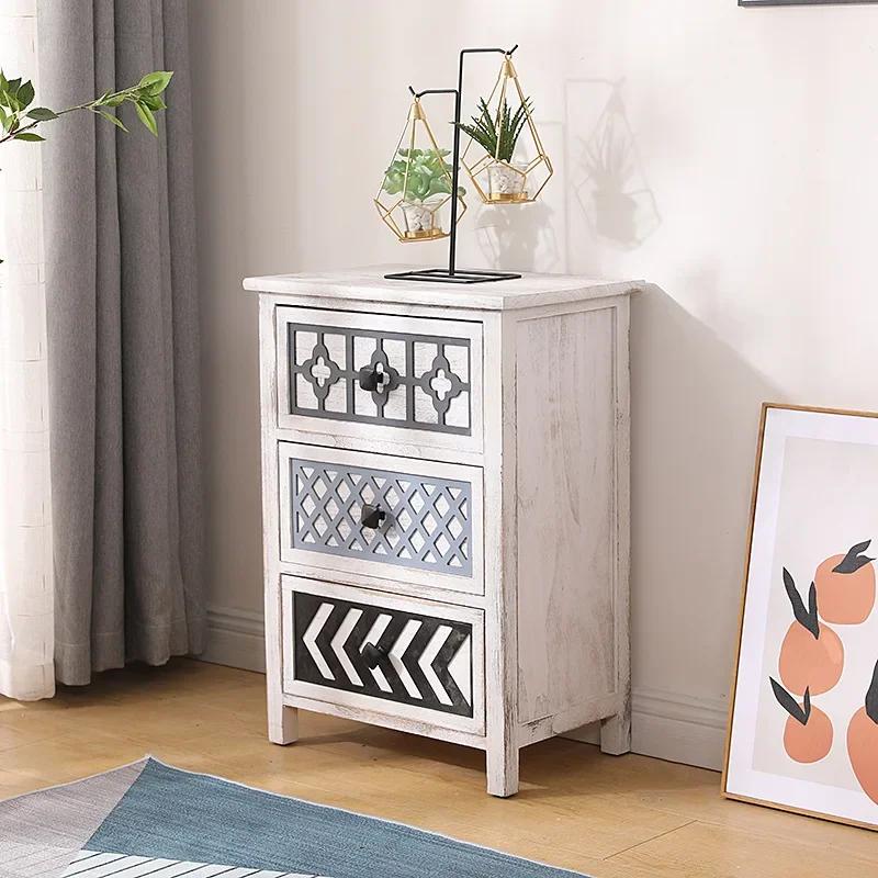 Solid Wood Multi-layer Drawer Cabinet – Retro Simple Storage Side Cabinet, Narrow Combination for Organizing