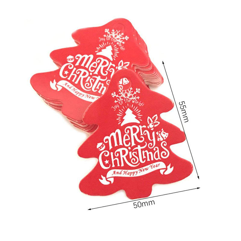 100pcs Merry Christmas Gift Tags Red Green Xmas Tree Round Shape Card Tag Christmas Tree Hanging Decor Gift Wrapping Labels