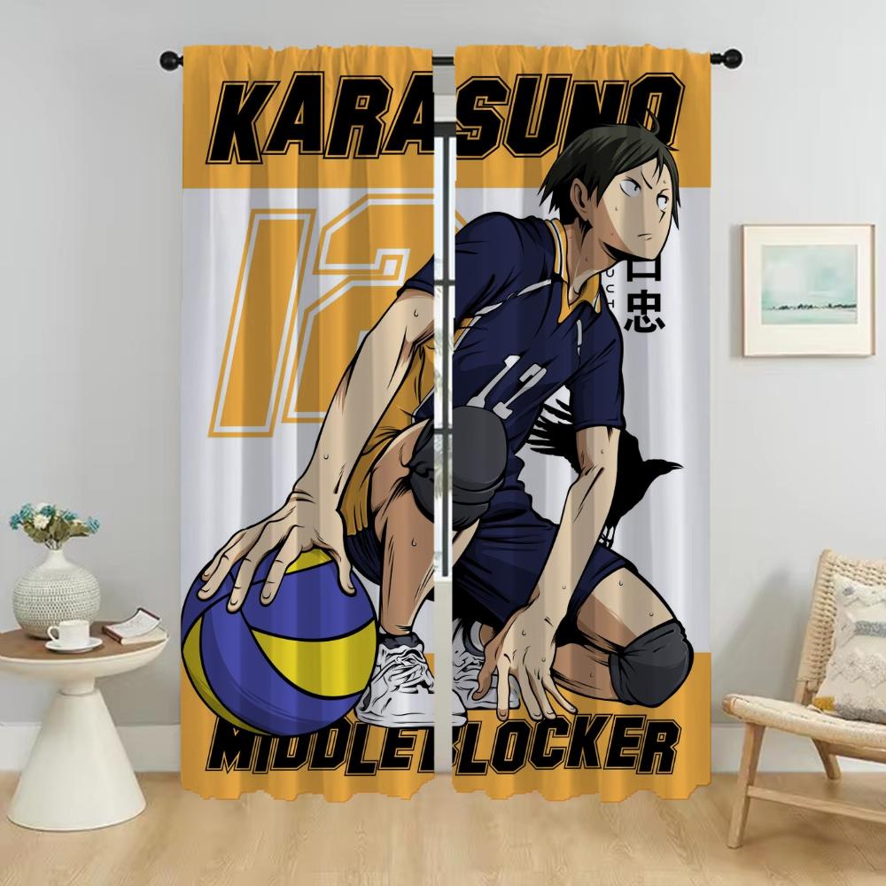 Anti-mosquito Curtains 2 Pieces Haikyuu Curtains for Living Room Curtain Partition Tulle for Bedroom Shades Halloween Decoration
