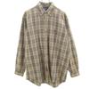 Check Pattern Long Sleeve Button Down Shirt L Beige Men's Used