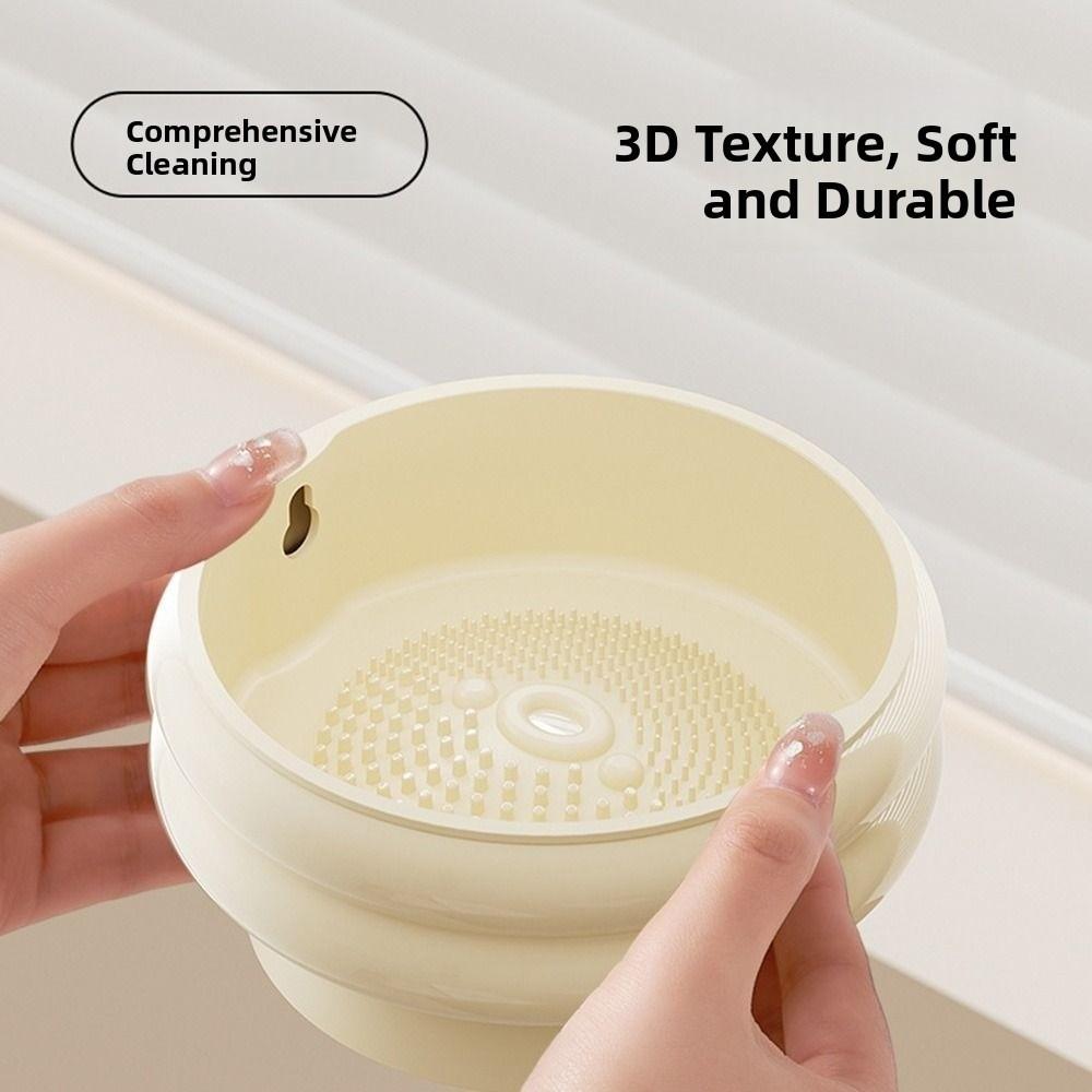 2-in-1 Makeup Brush Storage Bucket Dustproof Large Capacity Makeup Brush Cleaner Bowl Transparent with Cover