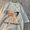 Sei du selbst Ein Schmetterling T-Shirts Herren Damen Übergröße Vintage Sweatshirts Lockere Baumwoll-T-Shirts Cartoon Sommer T-Shirt Kleidung