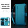 For Samsung Galaxy A26 5G Leather Case 9 Card Slots Zipper Wallet Stand Phone Cover with Wrist Strap