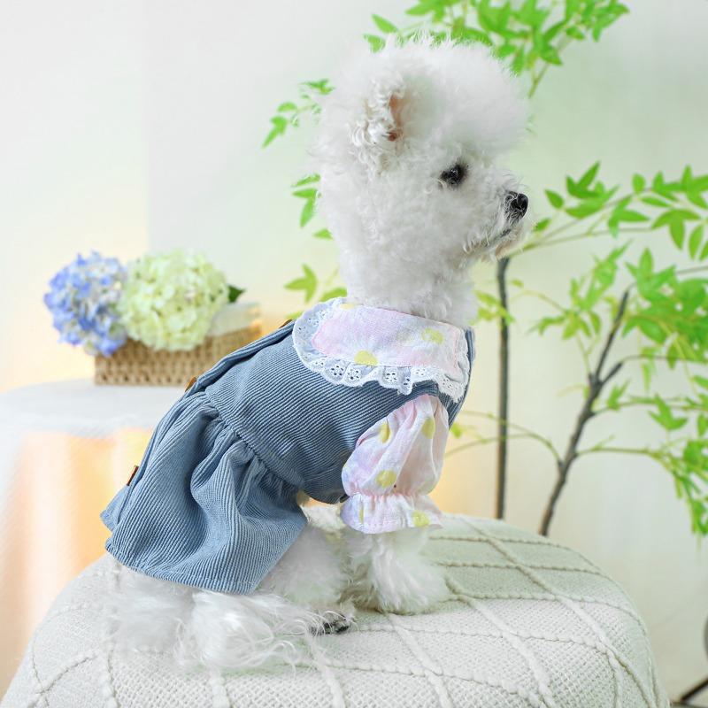 Dog Dress Clothes Spring Summer Thin Cat Princess Skirt Floral Cute Small Dog Teddy Pet Dog Dress with Flowers Dog Clothes