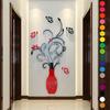 DIY Fashion 3D Vase Flower Tree Crystal Arcylic Wall Stickers Decal Home Room Indoor Decor Wall Stickers  Wall Art Decor