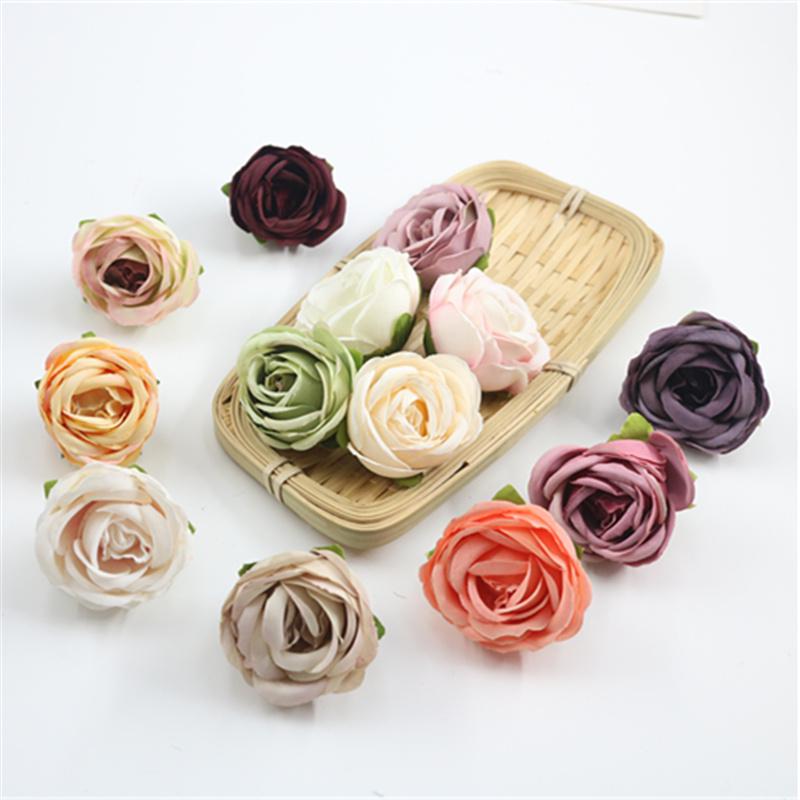Retro Rolled Edge Silk Rose Flower, Artificial DIY Material for Gift Box, Decoration, and Wedding Arrangement