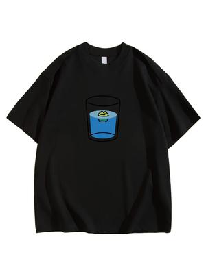Autumn New T-shirts Men's Cartoon T Shirt Black Cotton Short Sleeve Round Women Popular Fashion Tees Comfortable Short Sleeve
