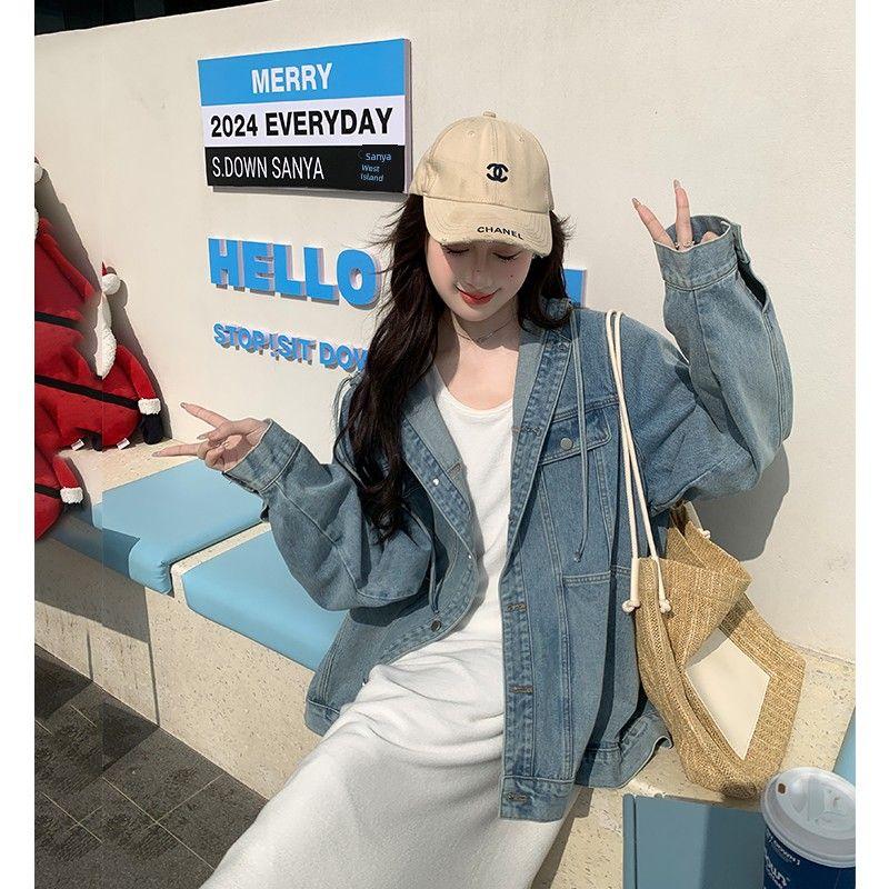 

Loose-Fit Oversize Casual Tops Denim Outwear Blue 3XL