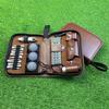 Golf Accessories Bag Faux Leather Storage Case for Golf Balls Tees Divot Tool Rangefinder Scorer Gift for Men Women Golfers