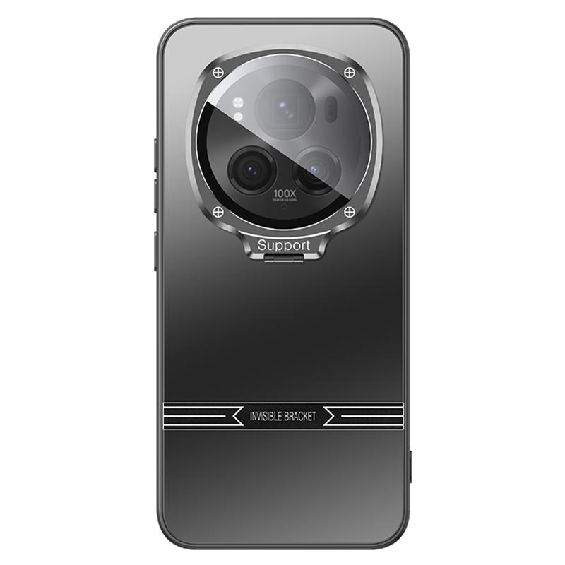

For Honor Magic6 Pro 5G Matte Case Metal Lens Frame PC+TPU Phone Cover with Lens Film Black