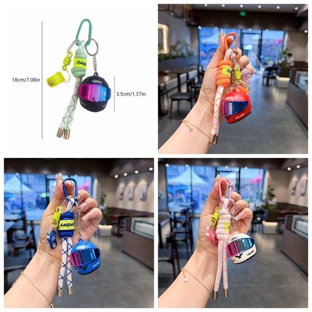 3D Motorcycle Helmet Keychain Weaving Rope Mini Helmets Keychain Helmet Key Fob Motorcycle Lovers