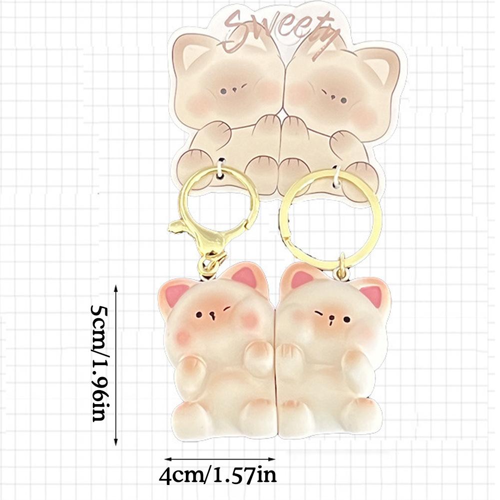 Cute Cartoon Keychain Couple Lovers Matching Keyring Gift Valentine Day Key Pendant Jewelry Lovely Chain 2PCS