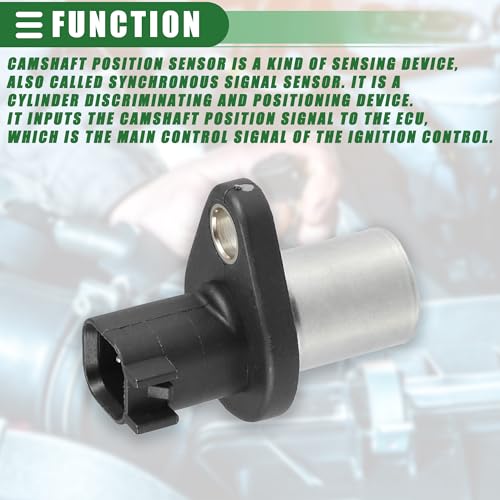 Motoforti Engine Camshaft Position Sensor Cam Position Sensor for Jaguar XKR 2000-2009 ABS Metal No.XW436C315BB Black Silver Tone