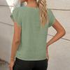 Womens Cotton Linen Tops Asymmetric Neck Short Sleeve Shirts With Buttons