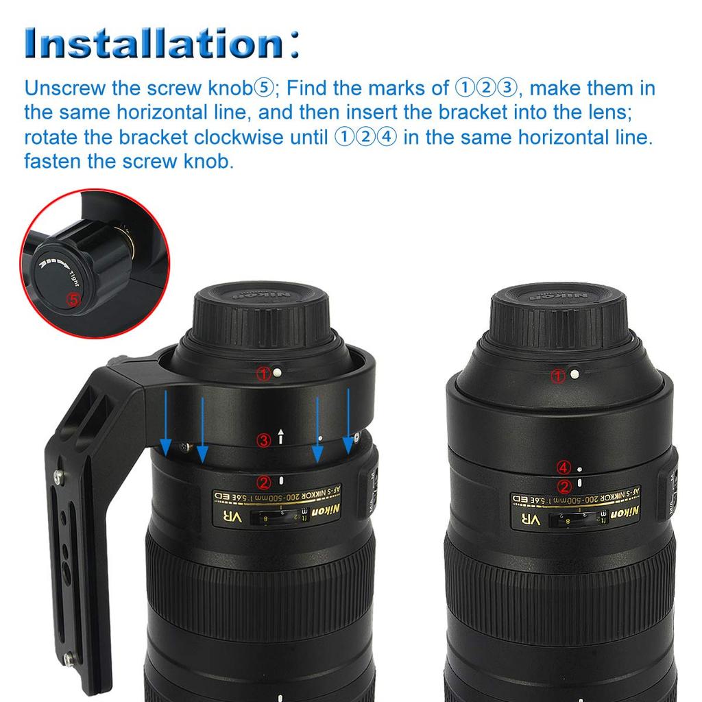 Haoge Lens Interchangeable Foot Mount with Ring Tripod Collar for Nikon NIKKOR ED VR Super Telephoto Zoom Plate Head Compatible LMR-N25 AF-S 200-500mm