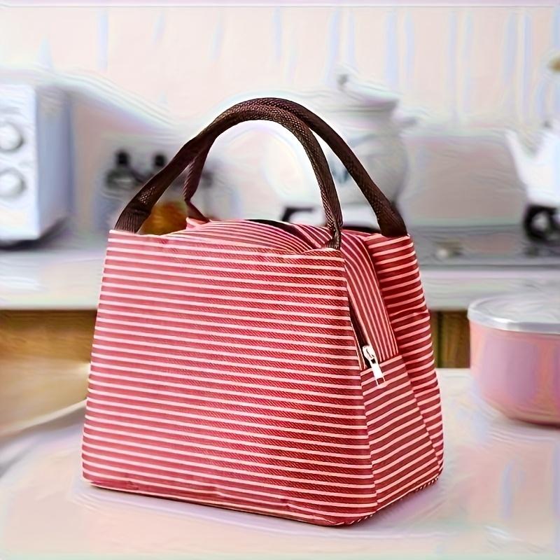 Insulated Leak Proof Lunch Bag with Strawberry White Design Durable Oxford Fabric Non Food Contact, Lunch Bag Insulated
